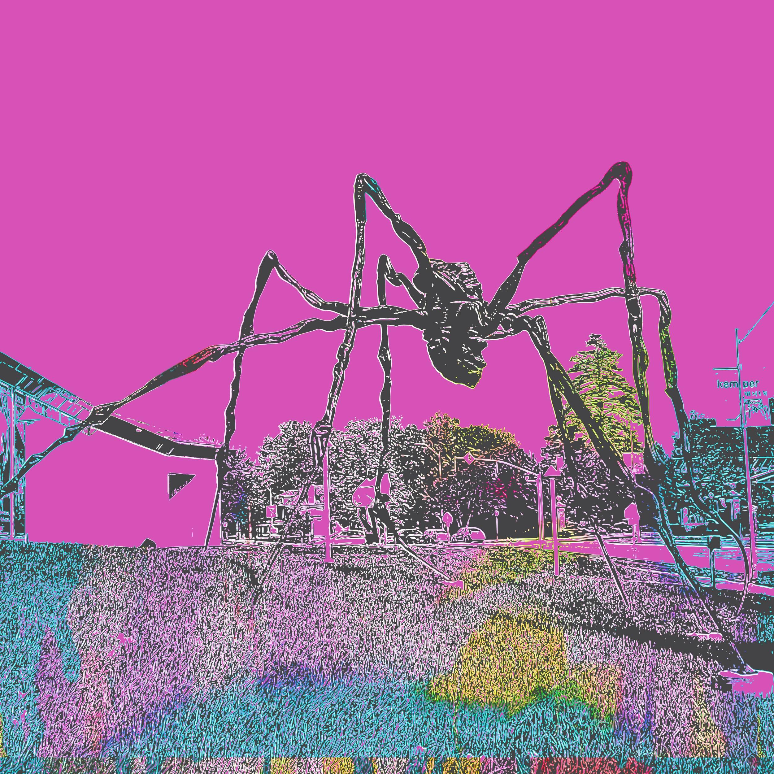 Along Came a Spider (Cityscape, Street Art, Vibrant, Graffiti, Metal Print) For Sale 4