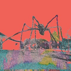 Along Came a Spider (Cityscape, Street Art, Vibrant, Graffiti, Metal Print)