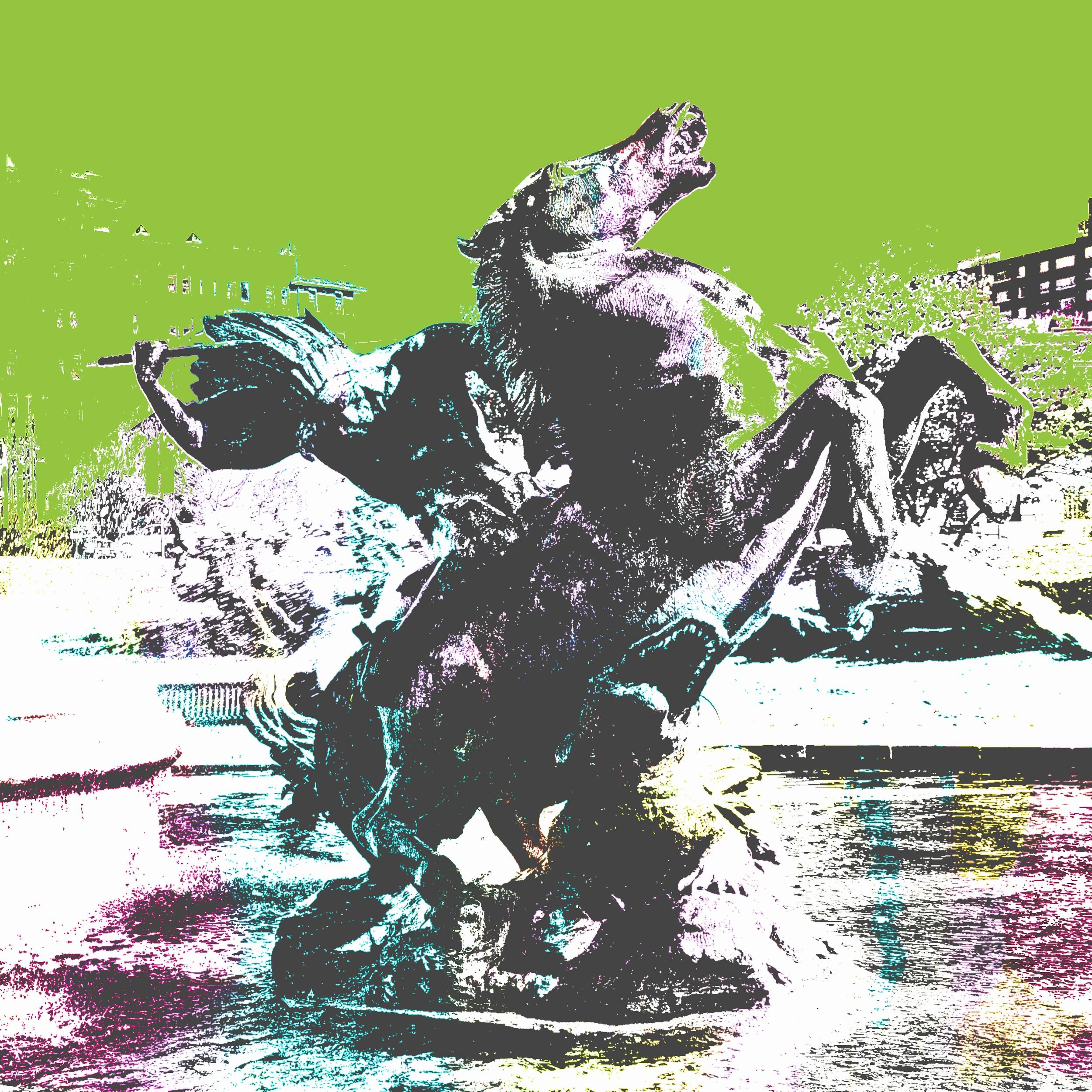 Landscape Print di Katrina Revenaugh - Brave One (Paesaggio urbano, Street Art, Vibrante, Graffiti, Stampa su metallo, Iconico)