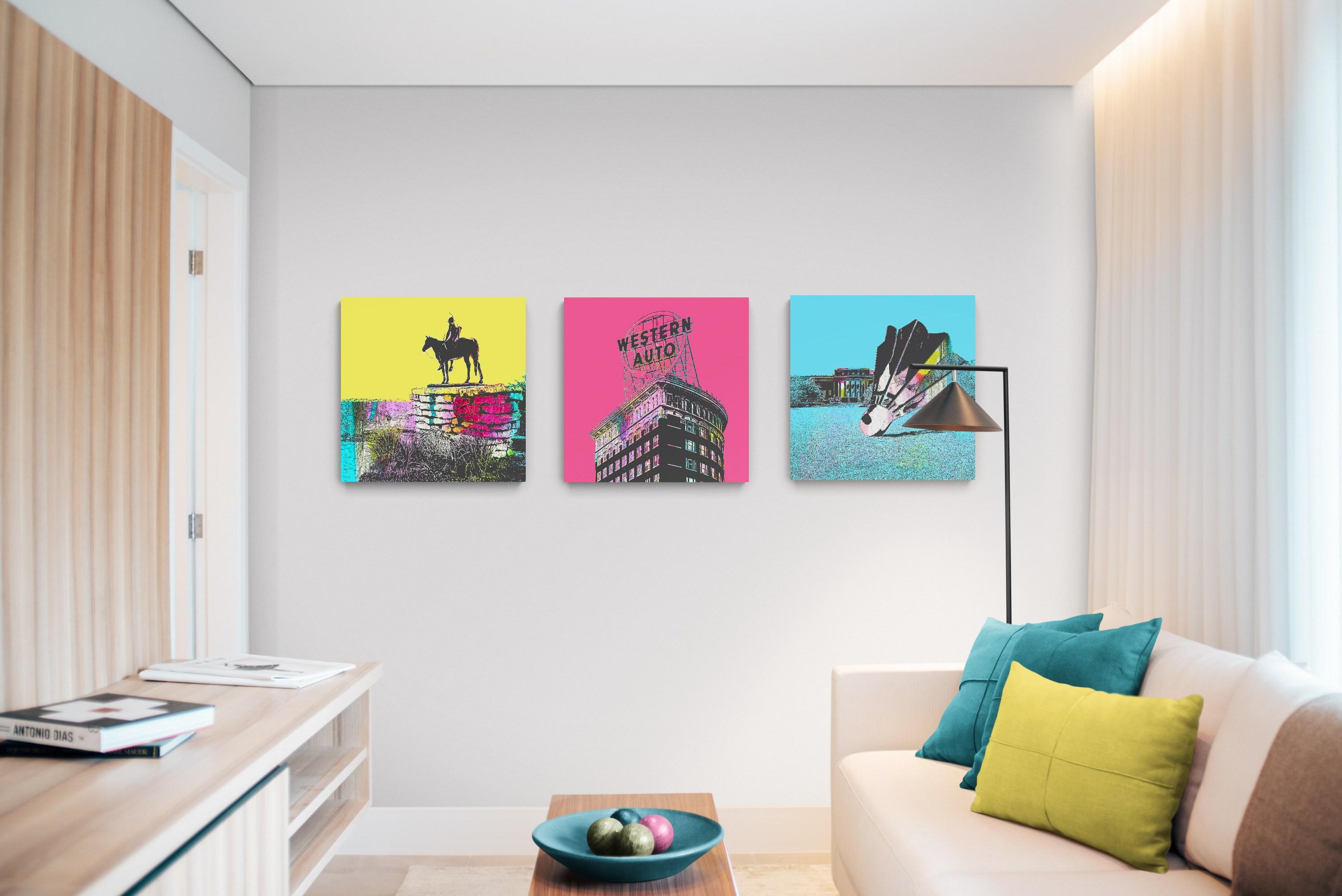 Scouting for Greatness (Cityscape, Street Art, Vibrant, Graffiti, Metal Print) For Sale 3