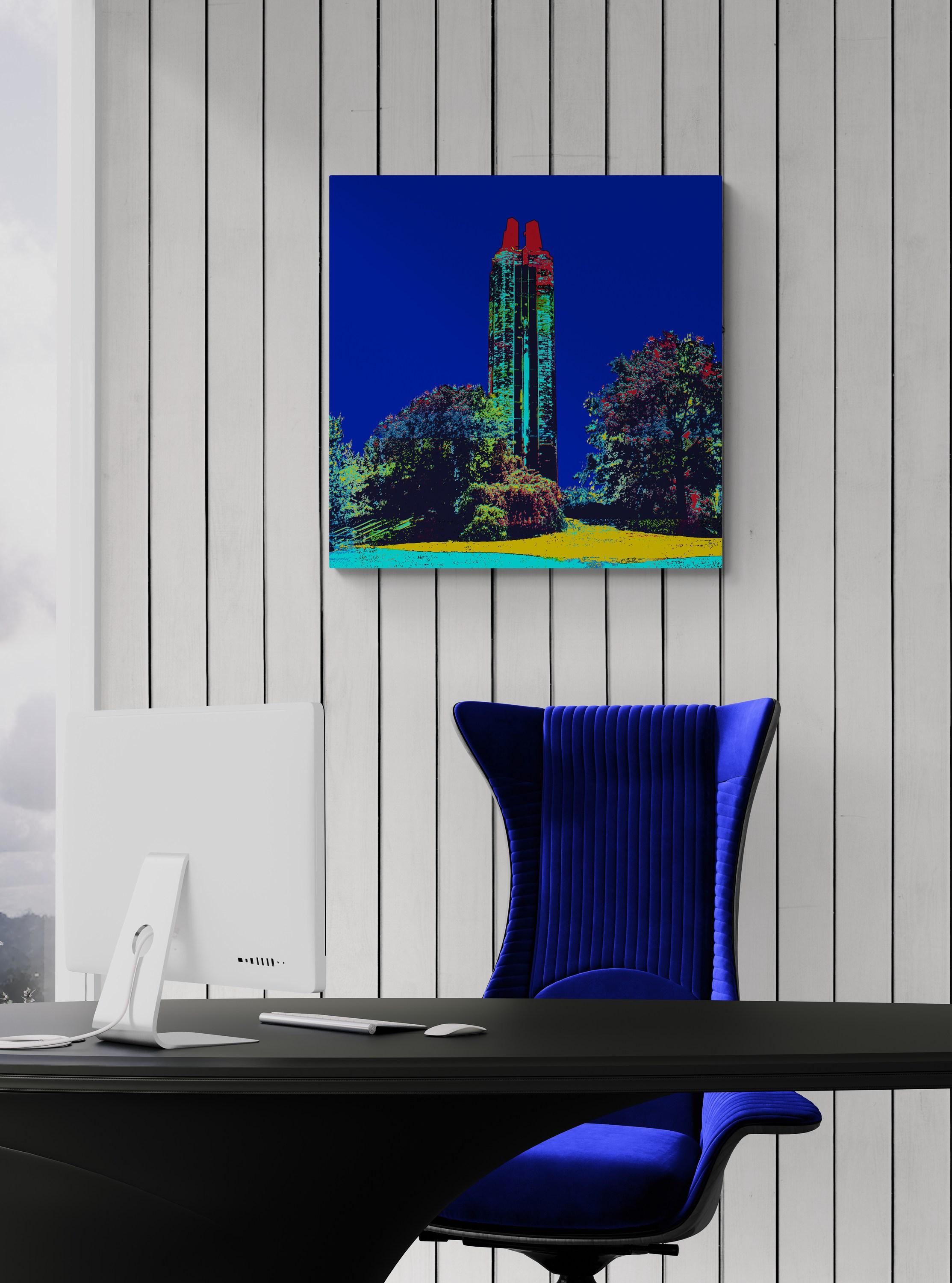 The Campanile Tower (KU, Iconic, Street Art, Vibrant, Graffiti, Metal Print) For Sale 1
