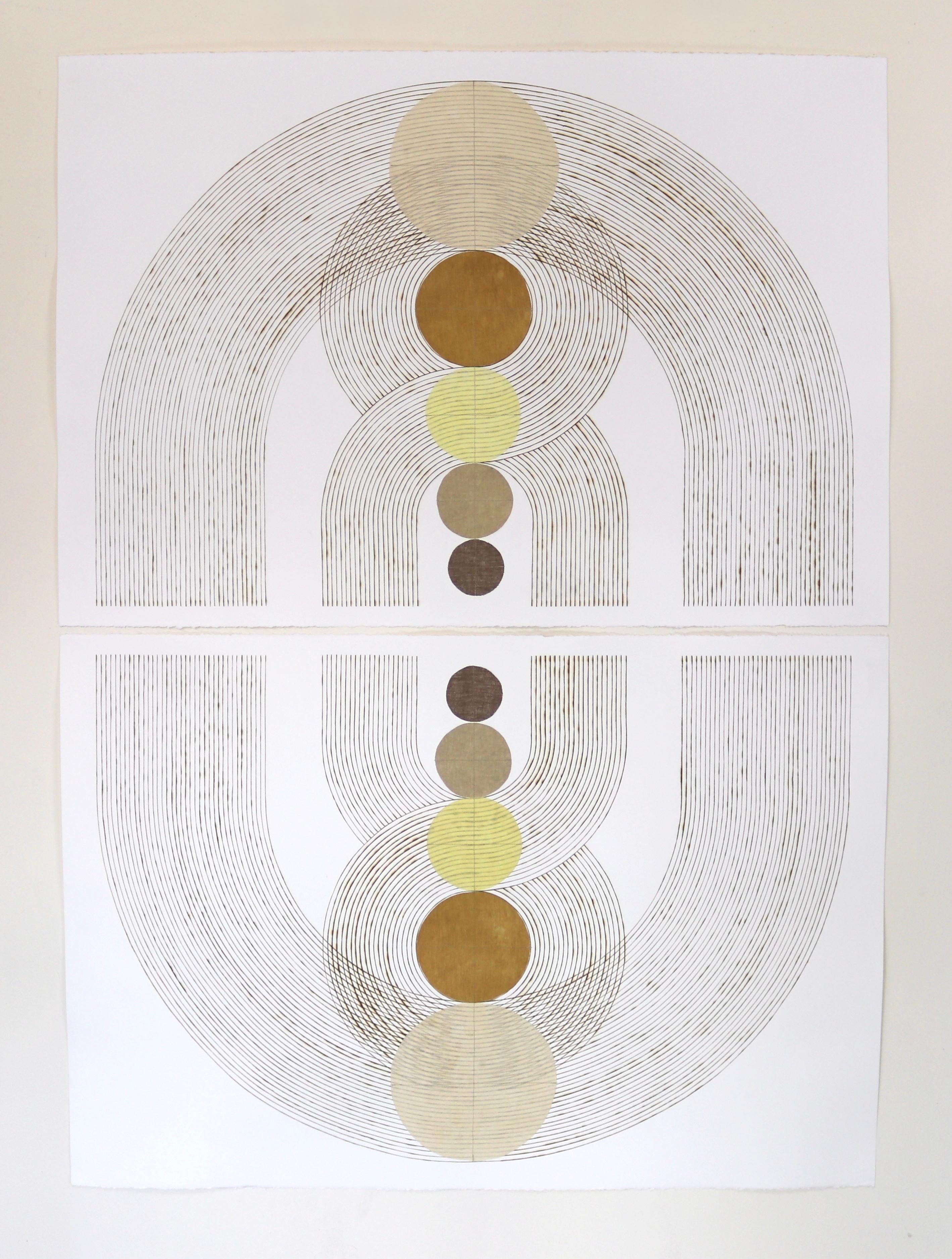 Twist & Turn II (pairs with Twist & Turn I to create a diptych) - Abstract Mixed Media Art by Katrine Hildebrandt