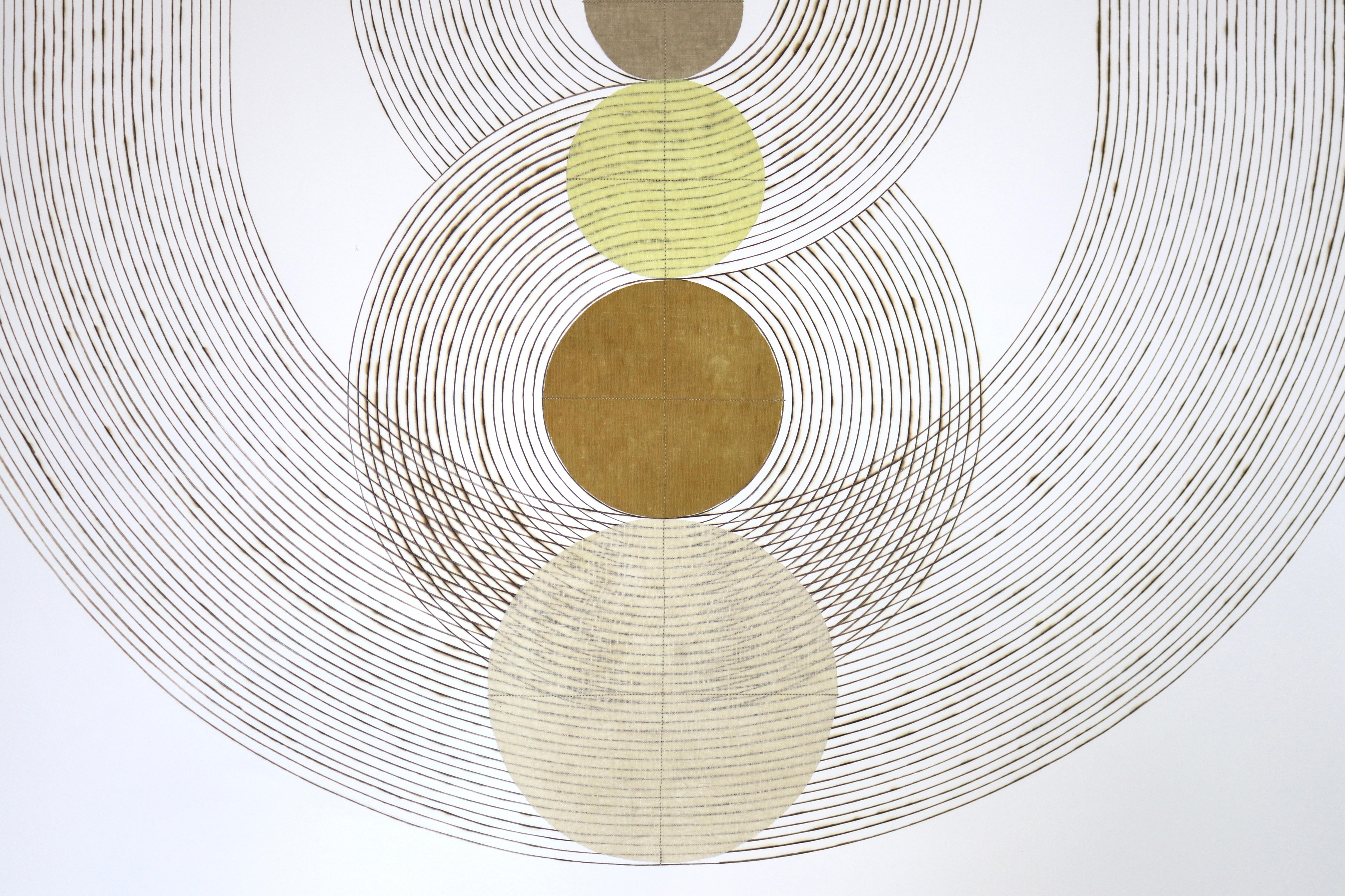 hand burnt lines 
hand dyed fabric on paper