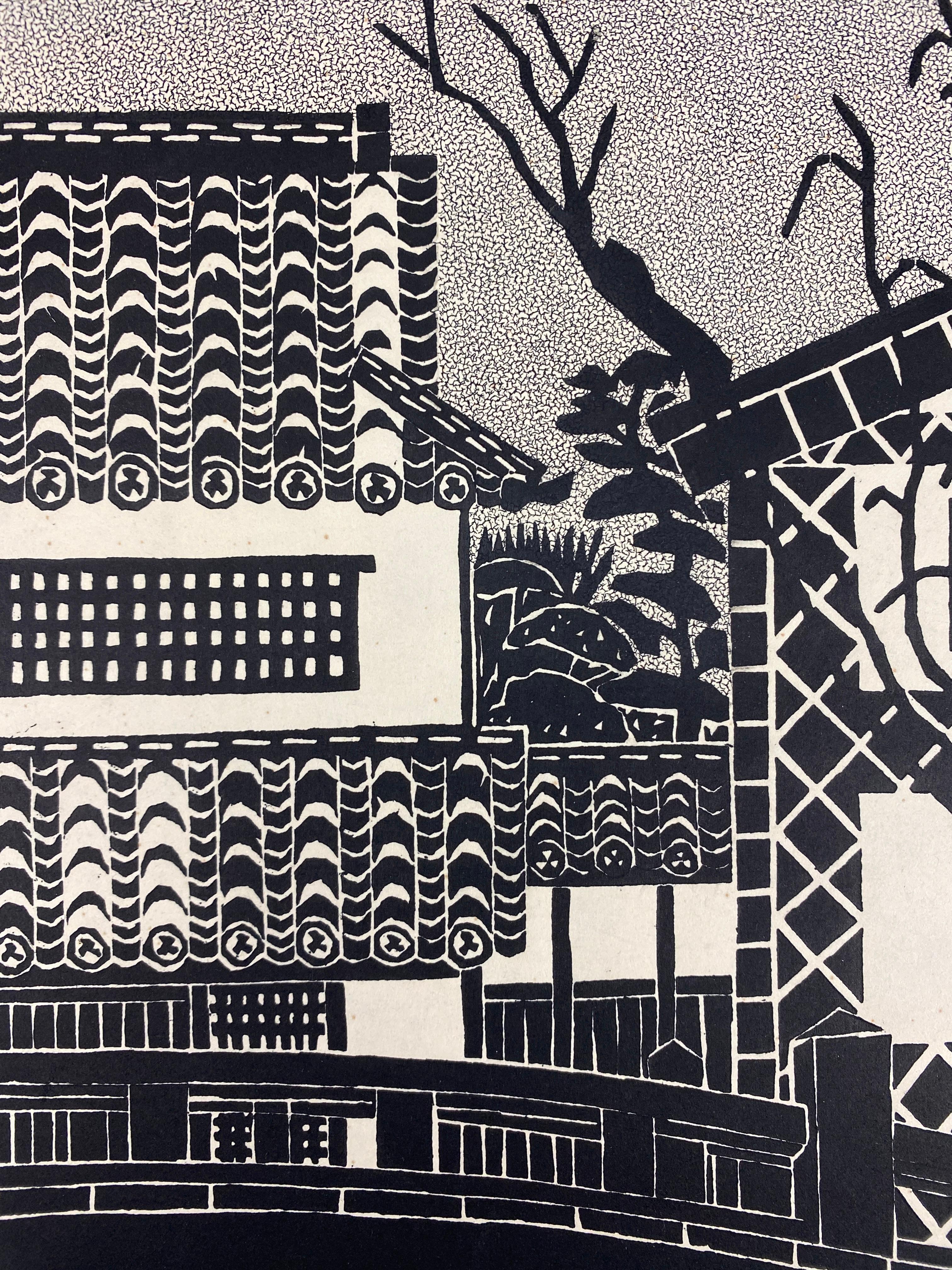 Mid-Century moderno Katsujiro Terashi - Vista di Kurashiki, cresta sul canale Prova d'artista 1976 in vendita