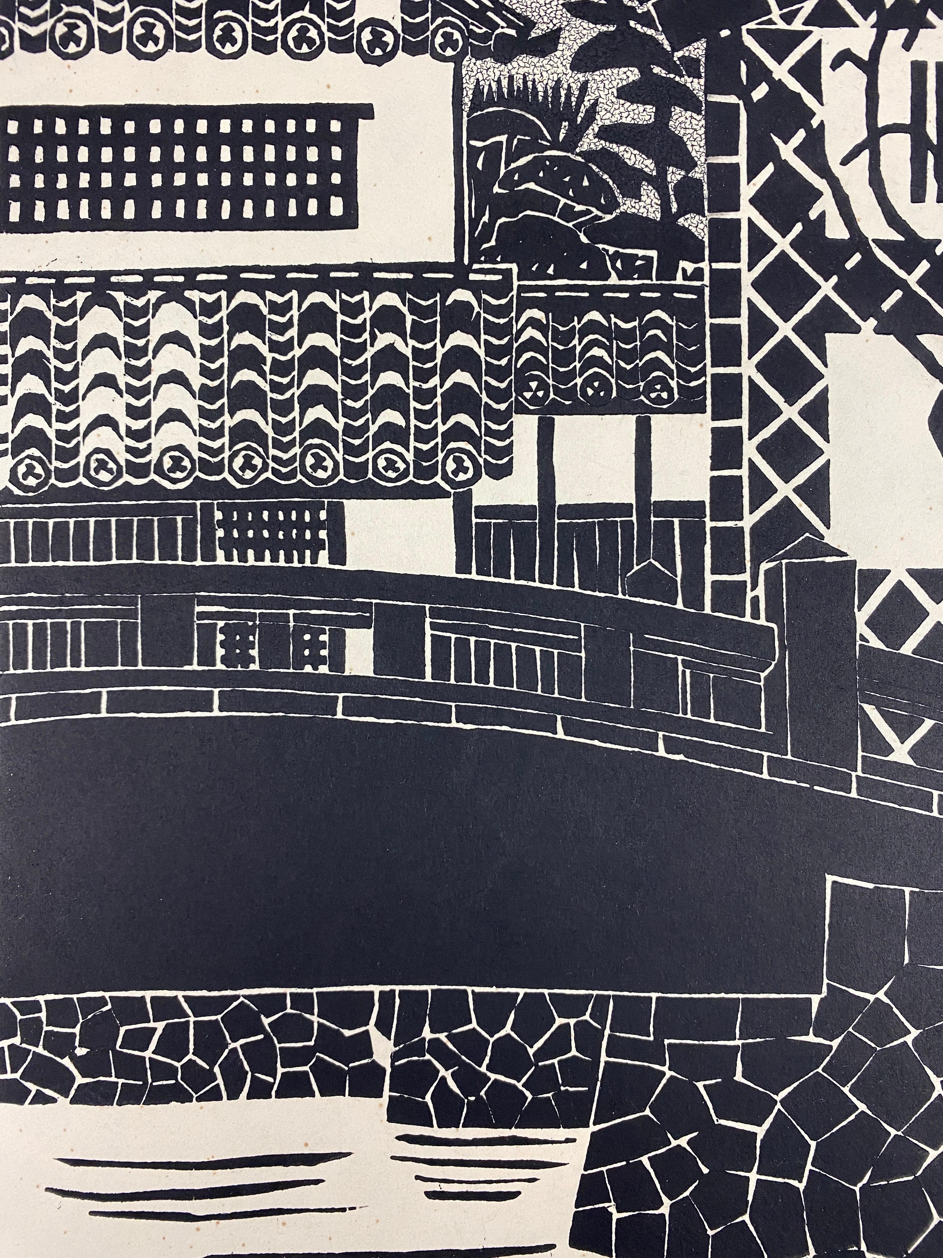 Katsujiro Terashi - Vista di Kurashiki, cresta sul canale Prova d'artista 1976 In condizioni buone in vendita a Weesp, NL