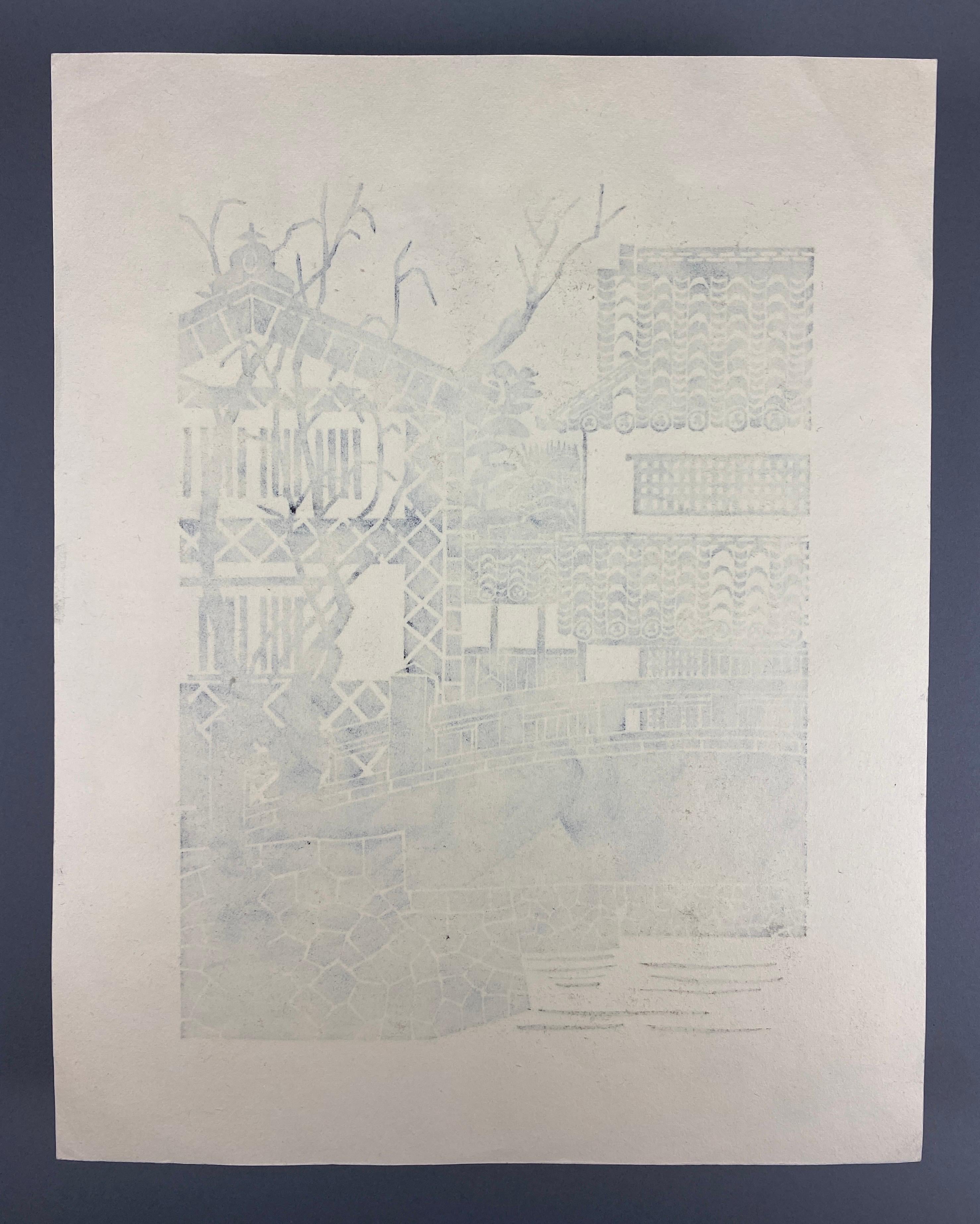 Katsujiro Terashi - Vista di Kurashiki, cresta sul canale Prova d'artista 1976 in vendita 2