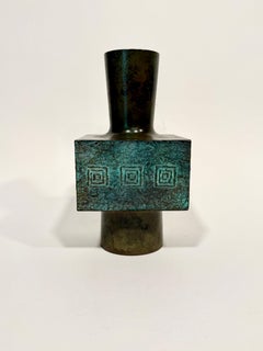Katsumine Vintage Modernist Bronze Vase Japan
