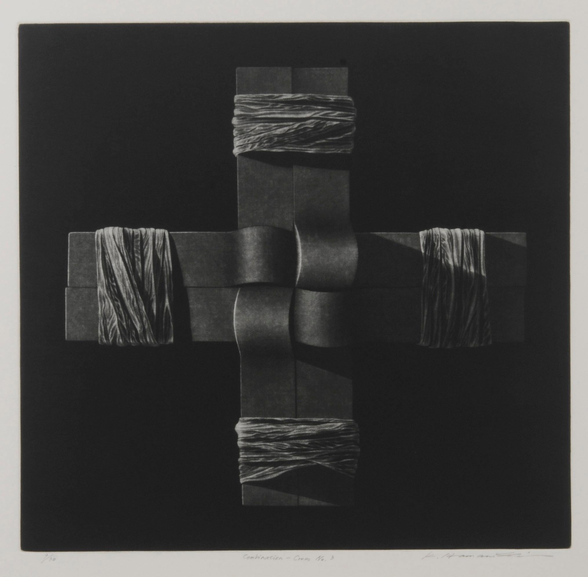 Katsunori Hamanishi Abstract Print - Combination-Cross No. 3