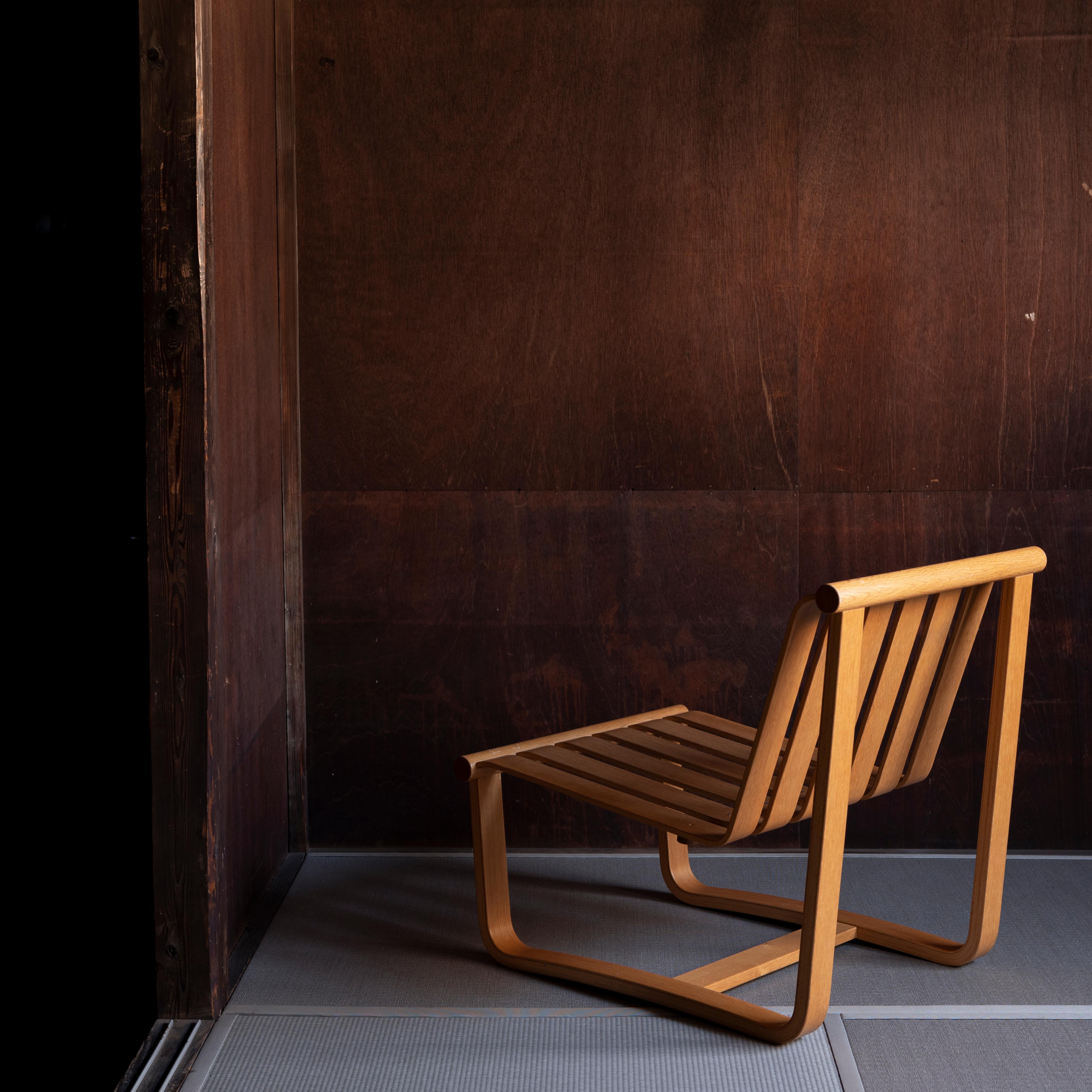 Oak Katsuo Matsumura Lounge Chair, Tendo Mokko, 1980s