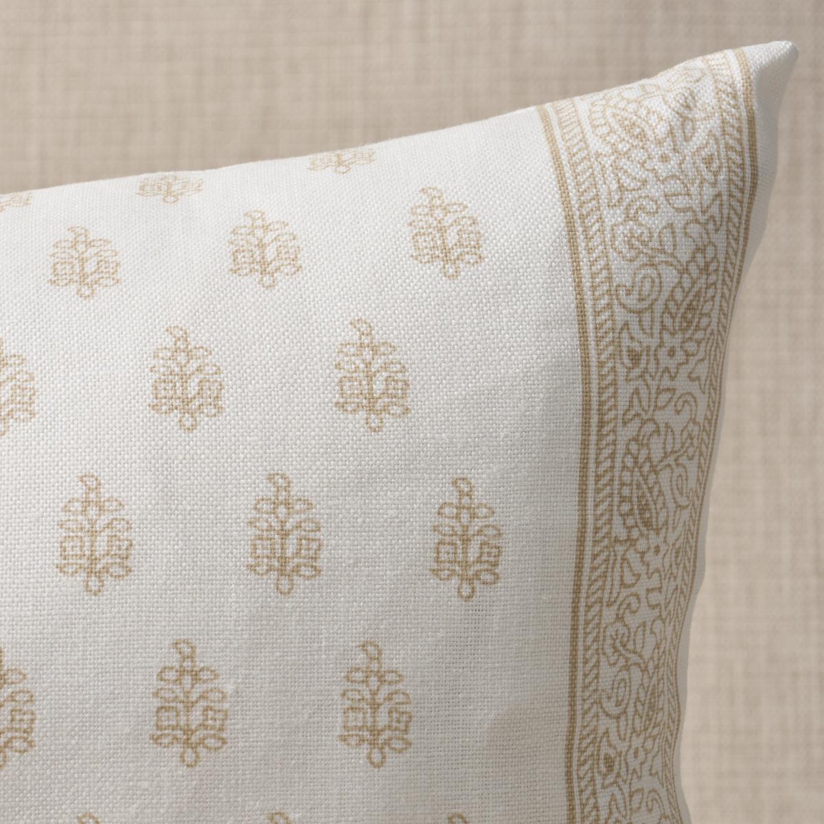This pillow features Katsura Stripe with a knife edge finish. A delicate, airy design that combines stylized floral elements and intricately detailed stripes, Katsura Stripe is a classic easy-to-use medium-scale fabric that layers beautifully with