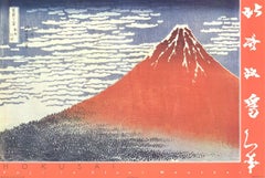 1989 After Katsushika Hokusai 'Fuji in Clear Weather' Red,Blue,White Italy 