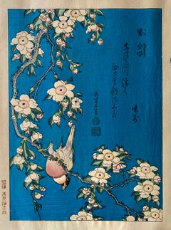 Authentic "Bullfinch and Weeping Cherry" by master printer 高見澤忠雄 Tadao M.