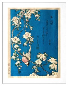 Authentic "Bullfinch and Weeping Cherry" by master printer 高見澤忠雄 Tadao M.