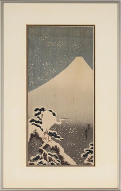 Egret et Mt. Fuji - Impression sur bois