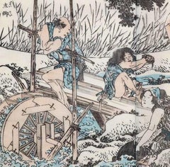 Farmers at Work - Original Woodcut by Katsushika Hokusai - 18020