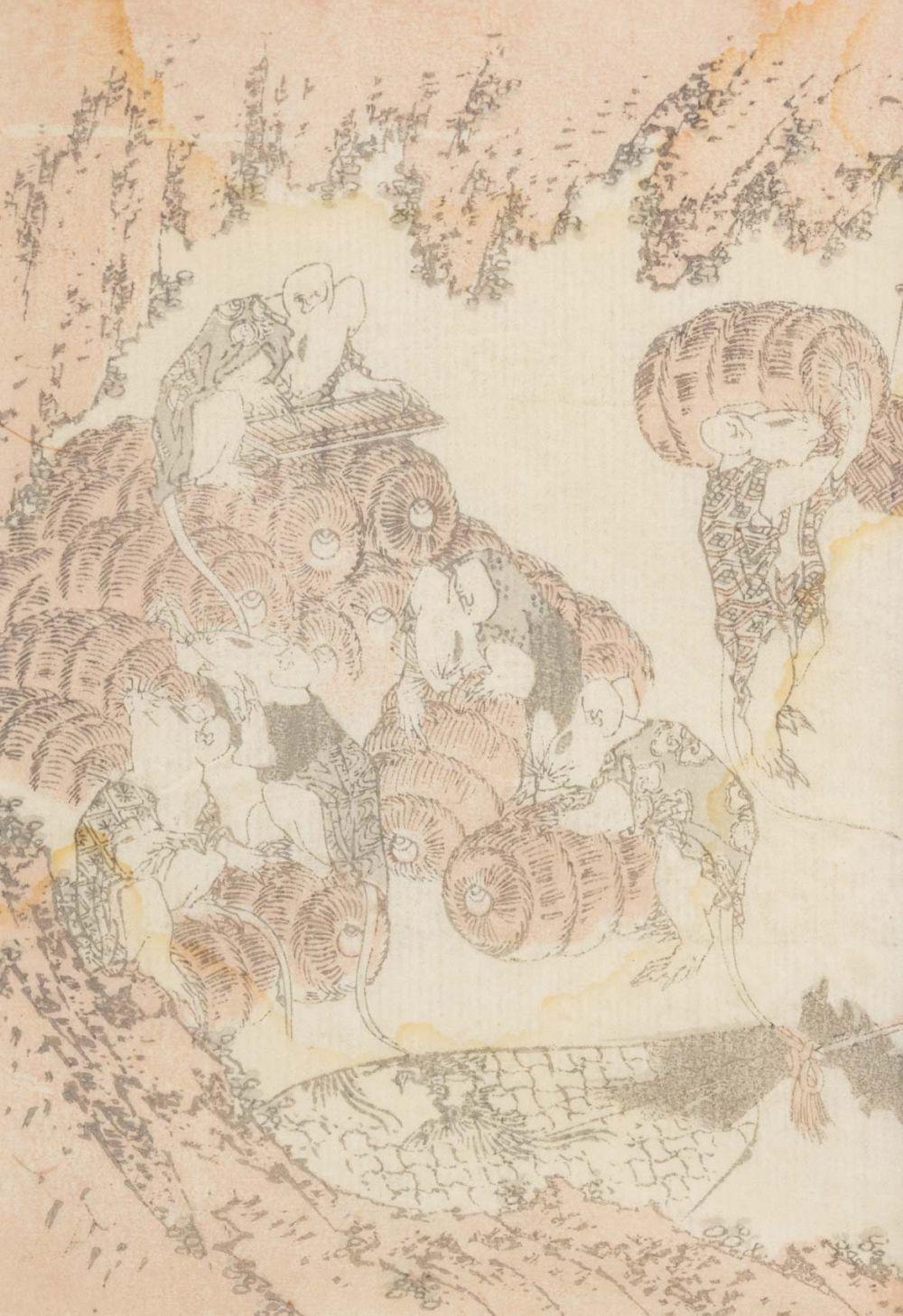 Hokusai Manga Woodblock Prints, 3 - Beige Figurative Print by Katsushika Hokusai