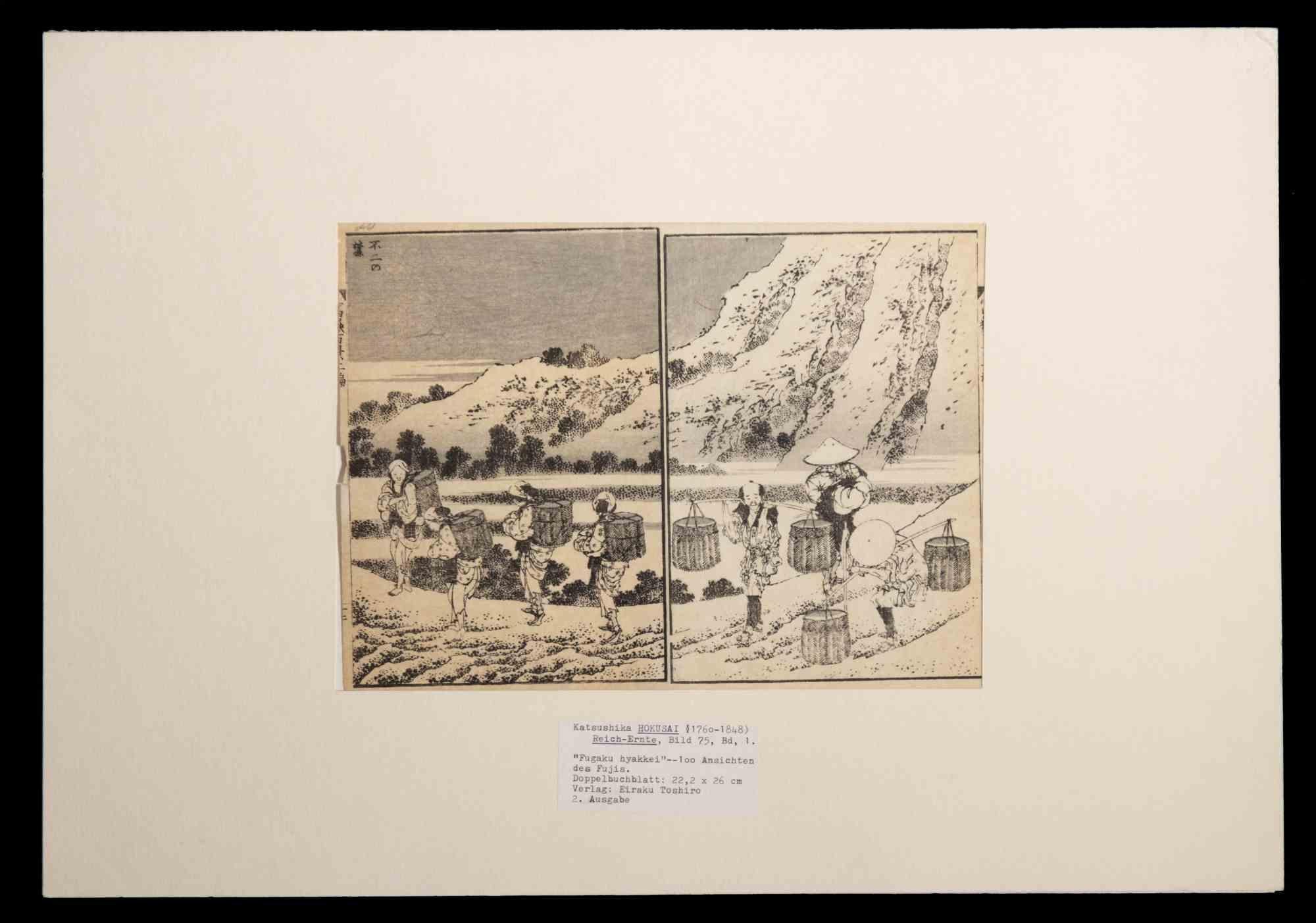 Paesaggio da Fugaku Hyakkei - Stampa xilografica di Katsushika Hokusai-1878 in vendita 1