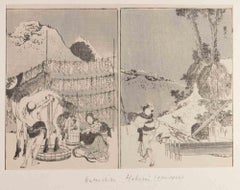 Landscape from Fugaku Hyakkei-Original Woodcut Print by Katsushika Hokusai-1878