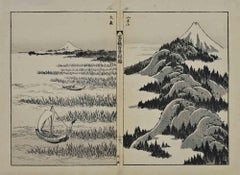 Mountains - Original Woodcut Print by Katsushika Hokusai - Early 19th Century