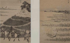 Paddy Fields - Original Woodcut by Katsushika Hokusai - Late 19th Century