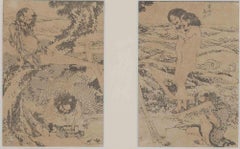 Pair of Oriental Figures - Woodcut after Katsushika Hokusai - late 19th Century