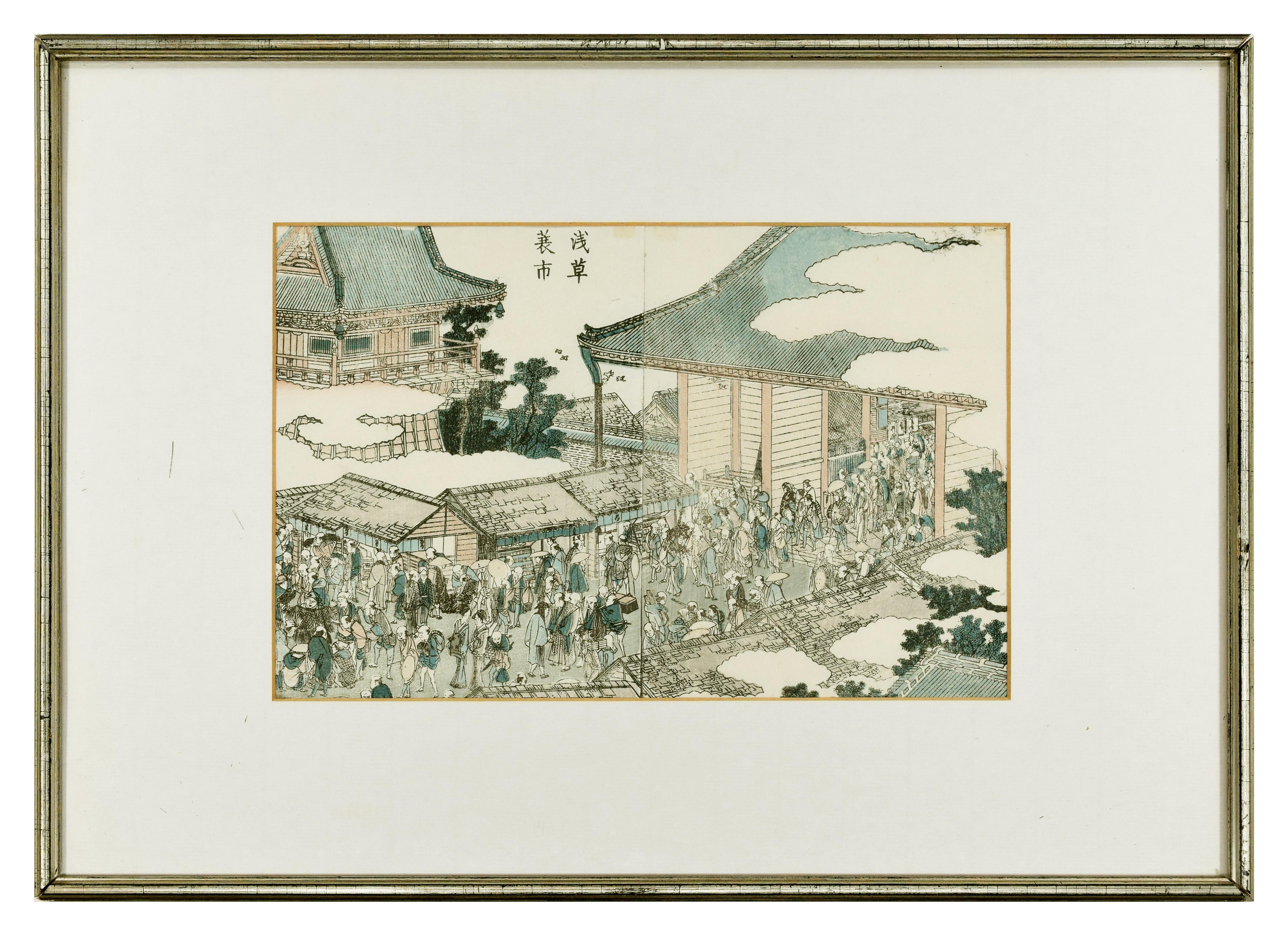 View of Asakusa - Original woodcut bu Katsushika Hokusai - 1802 ca. 1