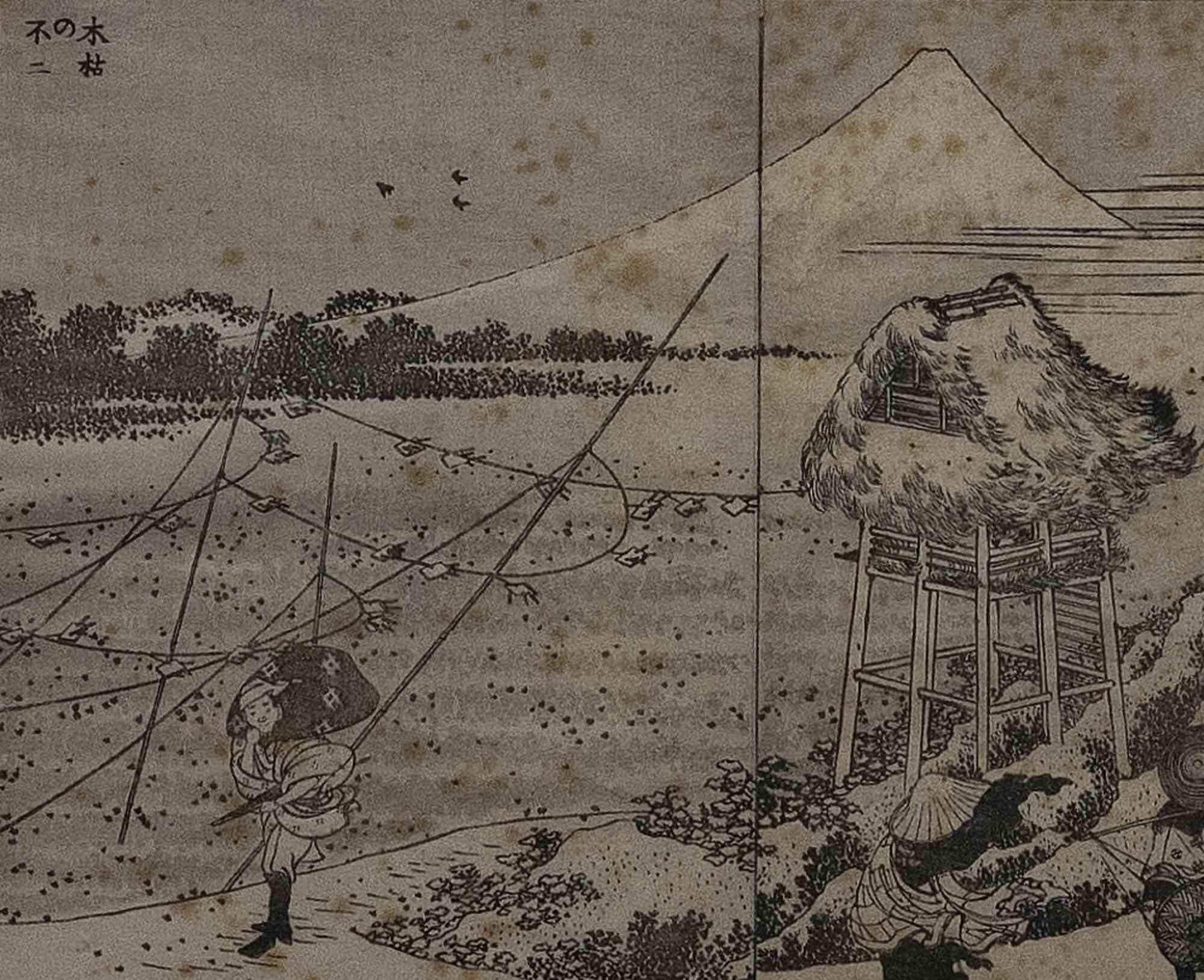 Ansicht des Mount Fuji im Winter- Holzschnitt von Katsushika Hokusai – frühes 20. Jahrhundert im Angebot 1