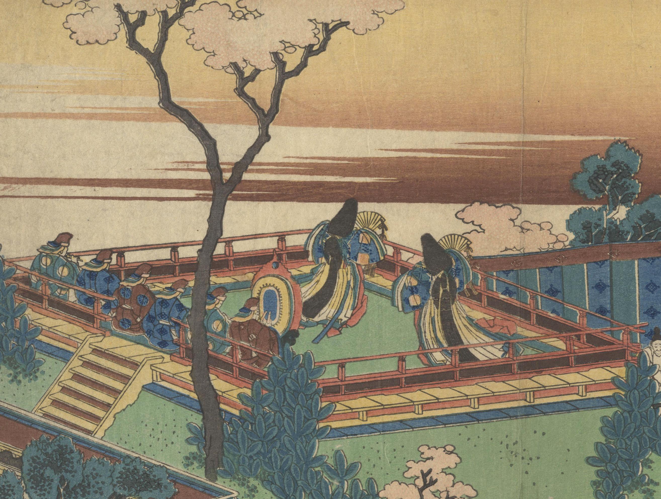 Edo Katsushika Hokusai, Ukiyo-e Japanese Woodblock Print, 19th Century, 100 Poems For Sale