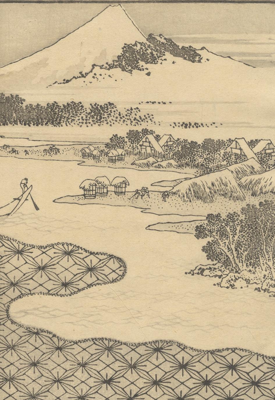 Edo Katsushika Hokusai Ukiyo-E Japanese Woodblock Print, Landscape Mt Fuji 100 Views For Sale