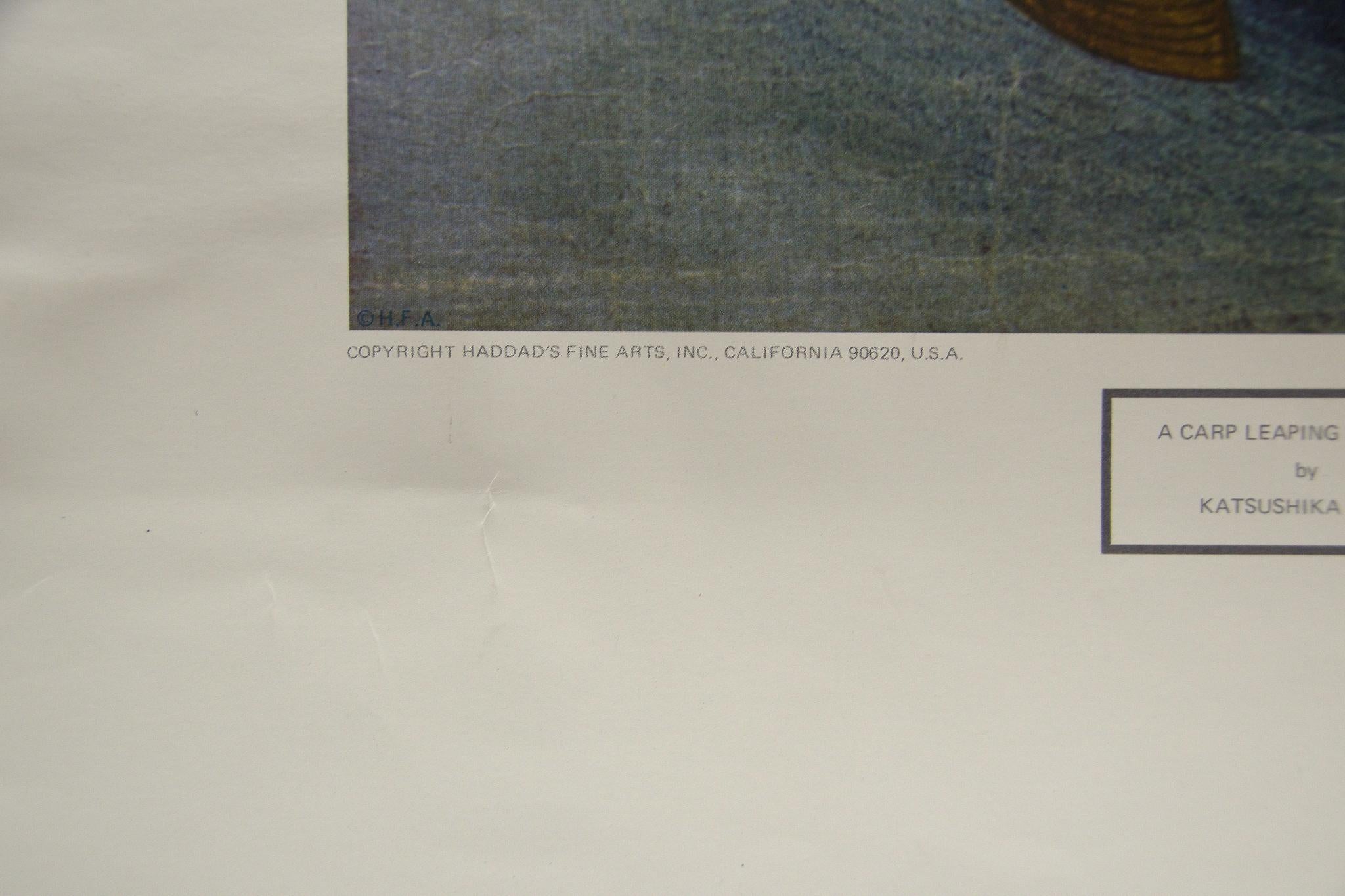 « A Carp Leaping in a Pool » (Le cuir d'un tapis dans un piscine) de Katsushika Taito. Haddad's Fine Arts, Inc. - Print de Katsushika Taito II