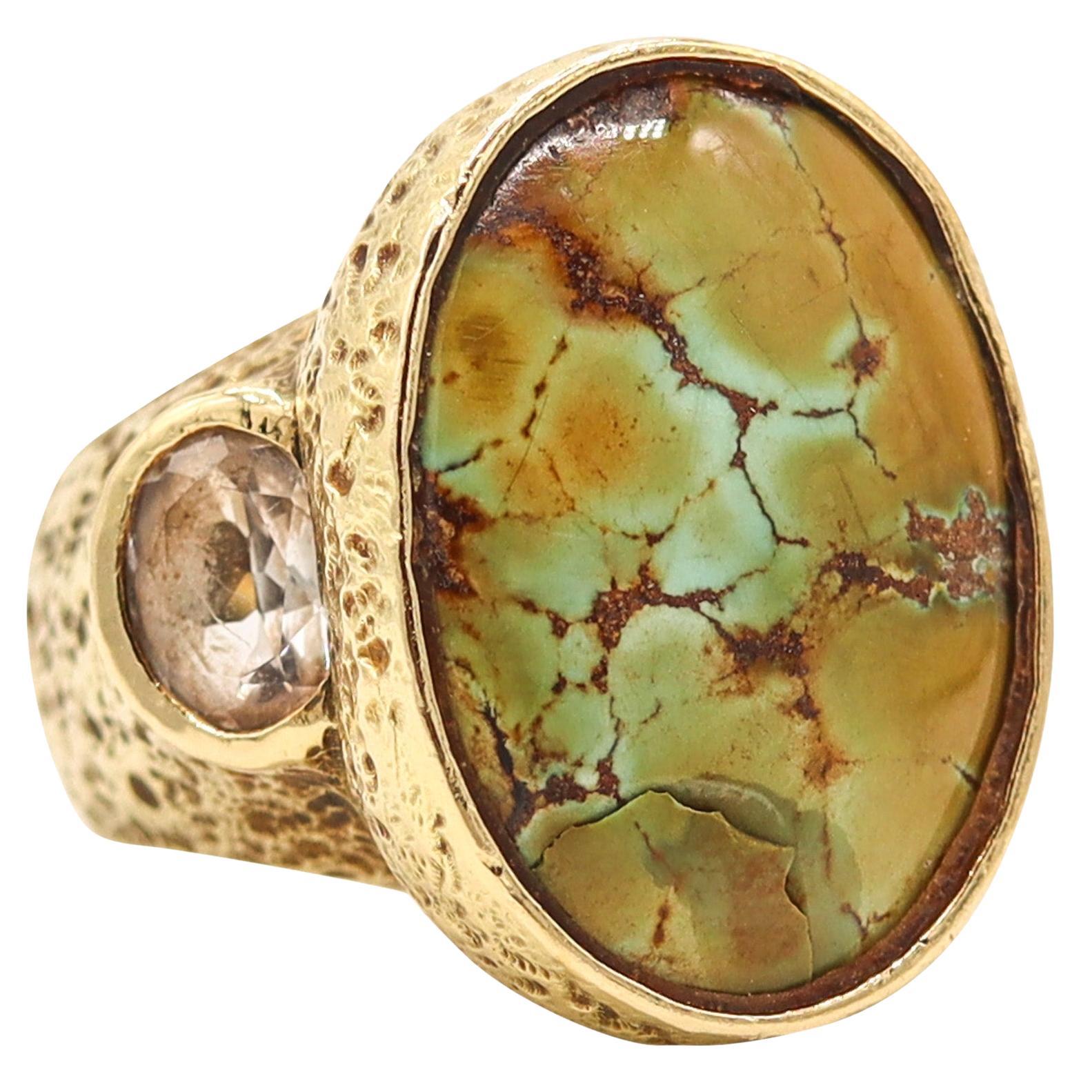 KATY BRISCOE Massive Cocktail Ring In 18Kt Yellow Gold With Turquoises
Quartz