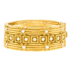 Katy Briscoe Set of Three Diamond Set Gold Bangles