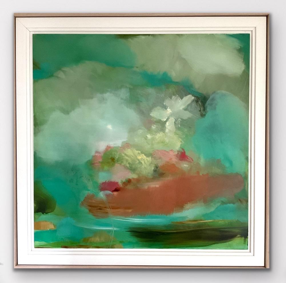Dreaming Of The Park, Abstrakte Landschaftskunst, Original-Ölgemälde, Cornwall (Grau), Abstract Photograph, von Katy Brown