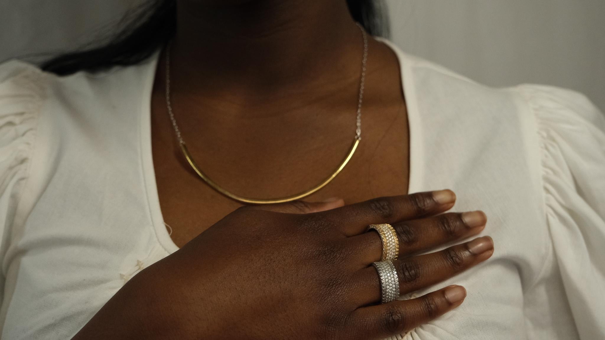 Katy Halskette II, 18 Karat Gold, Weißgold im Angebot 4