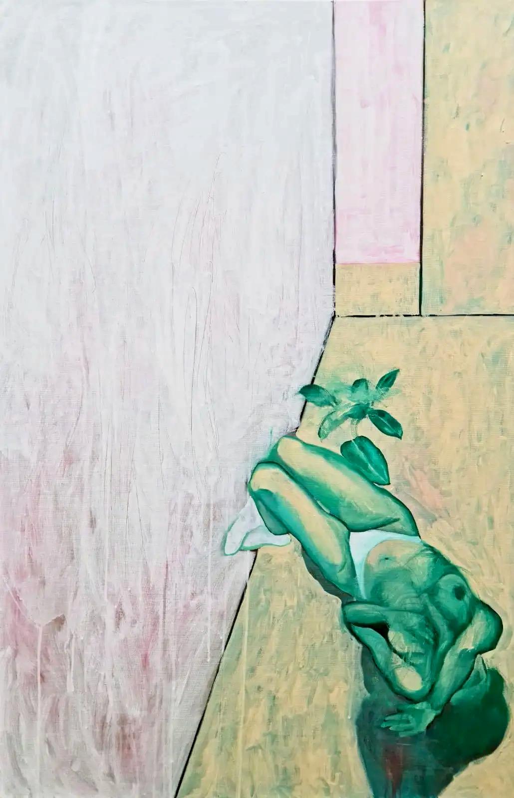 In The Room #4 von Katya Tsareva – Expressionistisches Gemälde, Öl auf Leinwand, 2021