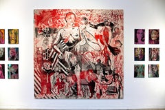 Time, Oil and Acrylic Painting on Canvas, Woodcut, Signed