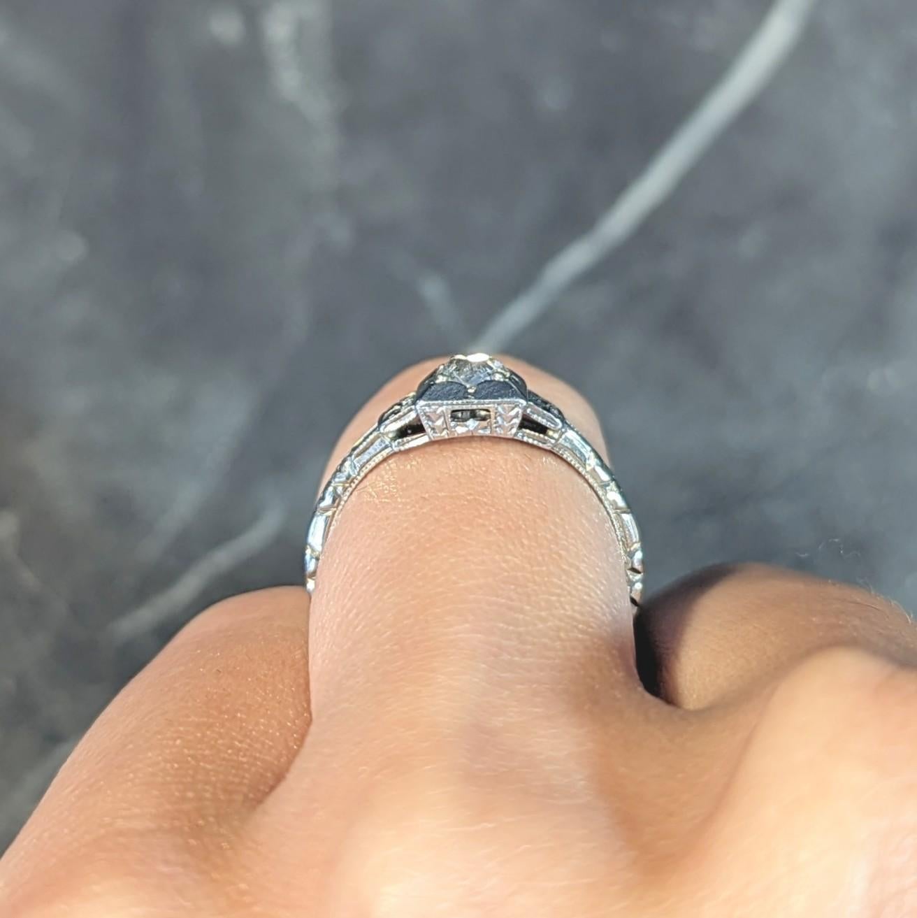 Katz & Ogush Art Deco 0.53 CTW Diamond Platinum Scrolling Engagement Ring For Sale 8