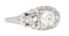 Katz & Ogush Art Deco 0.80 Carat Diamond Platinum Buckle Engagement Ring