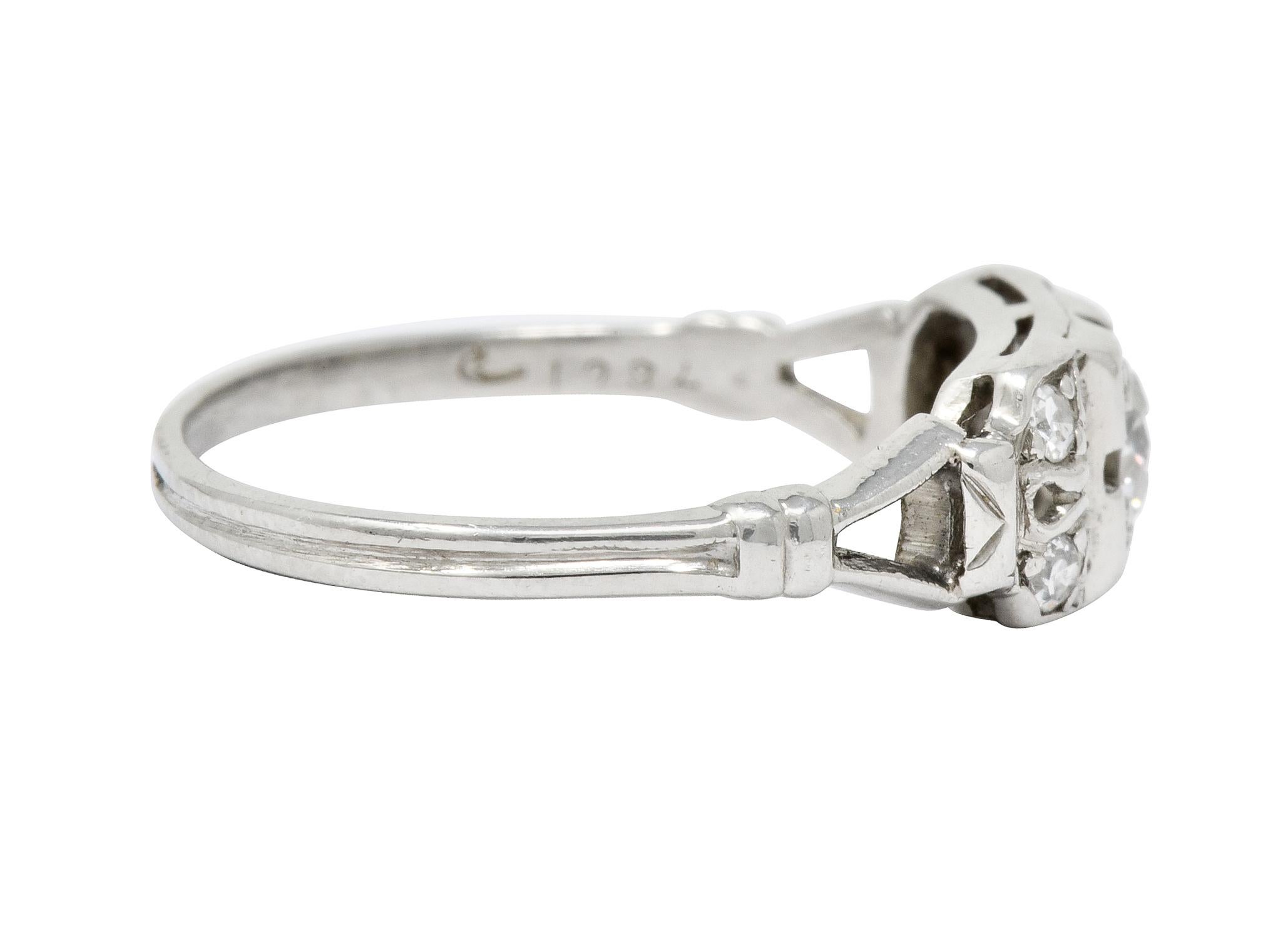 Old European Cut Katz & Ogush Art Deco Diamond Platinum Engagement Ring, circa 1930