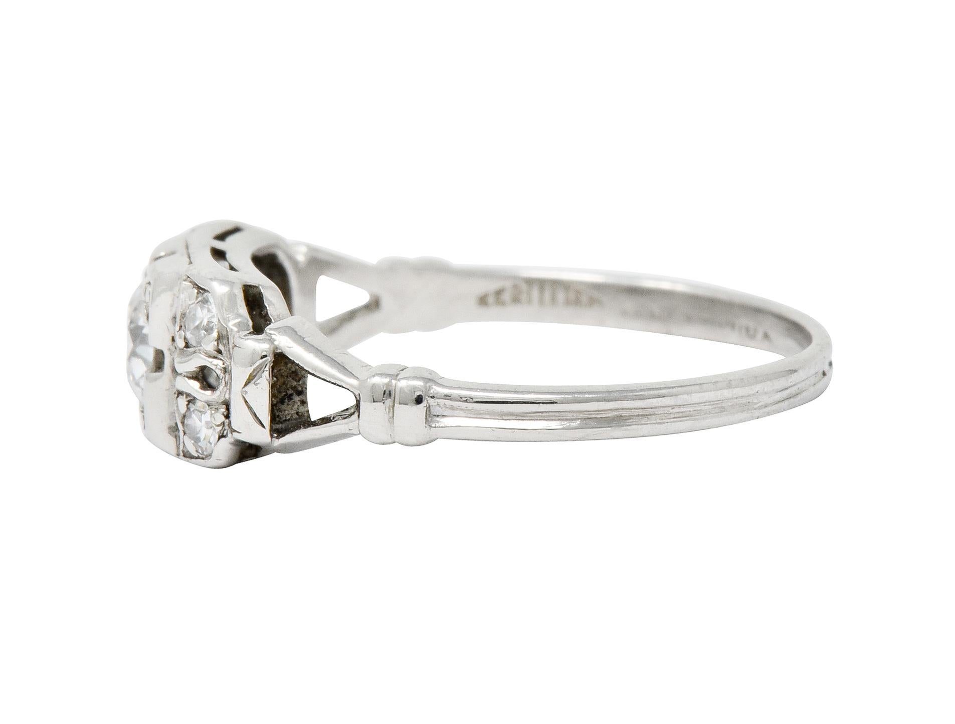 Women's or Men's Katz & Ogush Art Deco Diamond Platinum Engagement Ring, circa 1930
