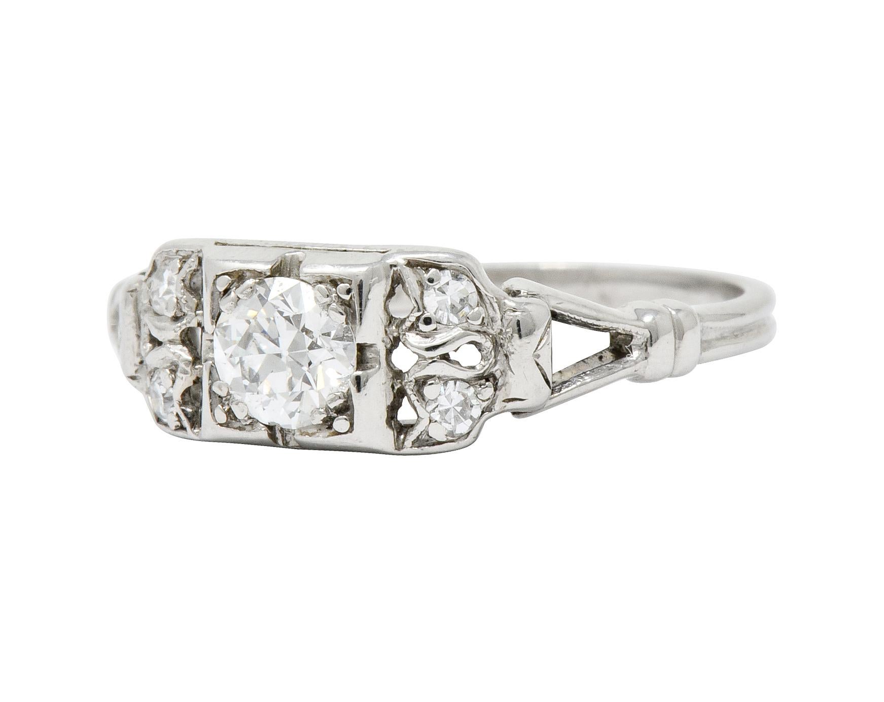 Katz & Ogush Art Deco Diamond Platinum Engagement Ring, circa 1930 1