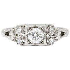 Katz & Ogush Art Deco Diamond Platinum Engagement Ring, circa 1930