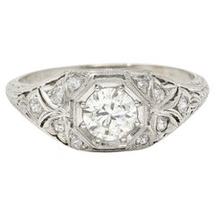 Katz & Ogush Inc. Art Deco 0.71 CTW Old European Cut Diamond Platinum Ring