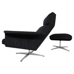 Sillón Kaufeld Siesta 62 con reposapiés, diseñado por Jacques Brule, 1960