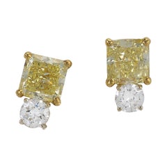 Fancy Yellow Diamond Earrings 