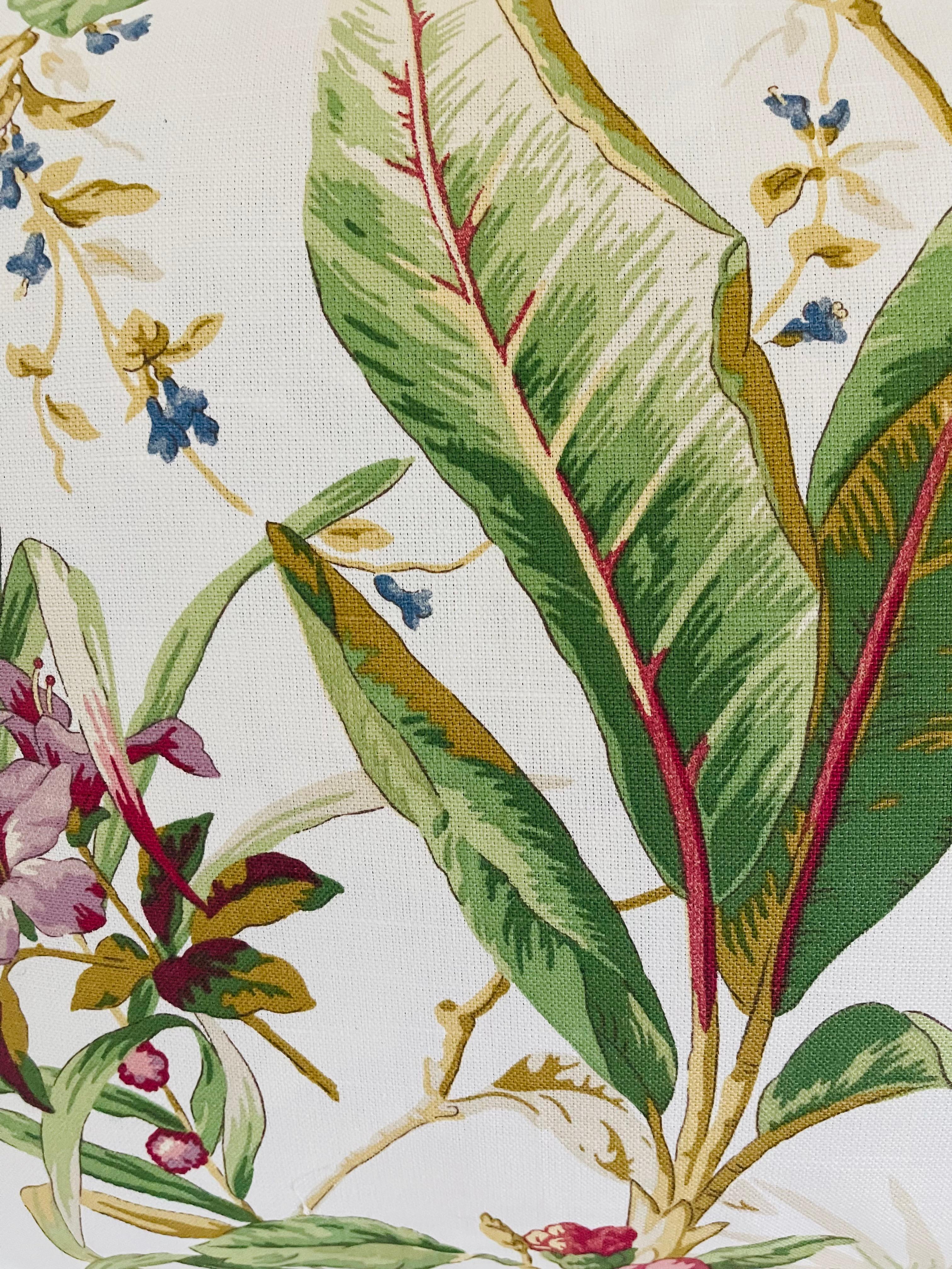 Americano Cuscino in piuma Kauffmann Fabric Tropical Foliage in vendita