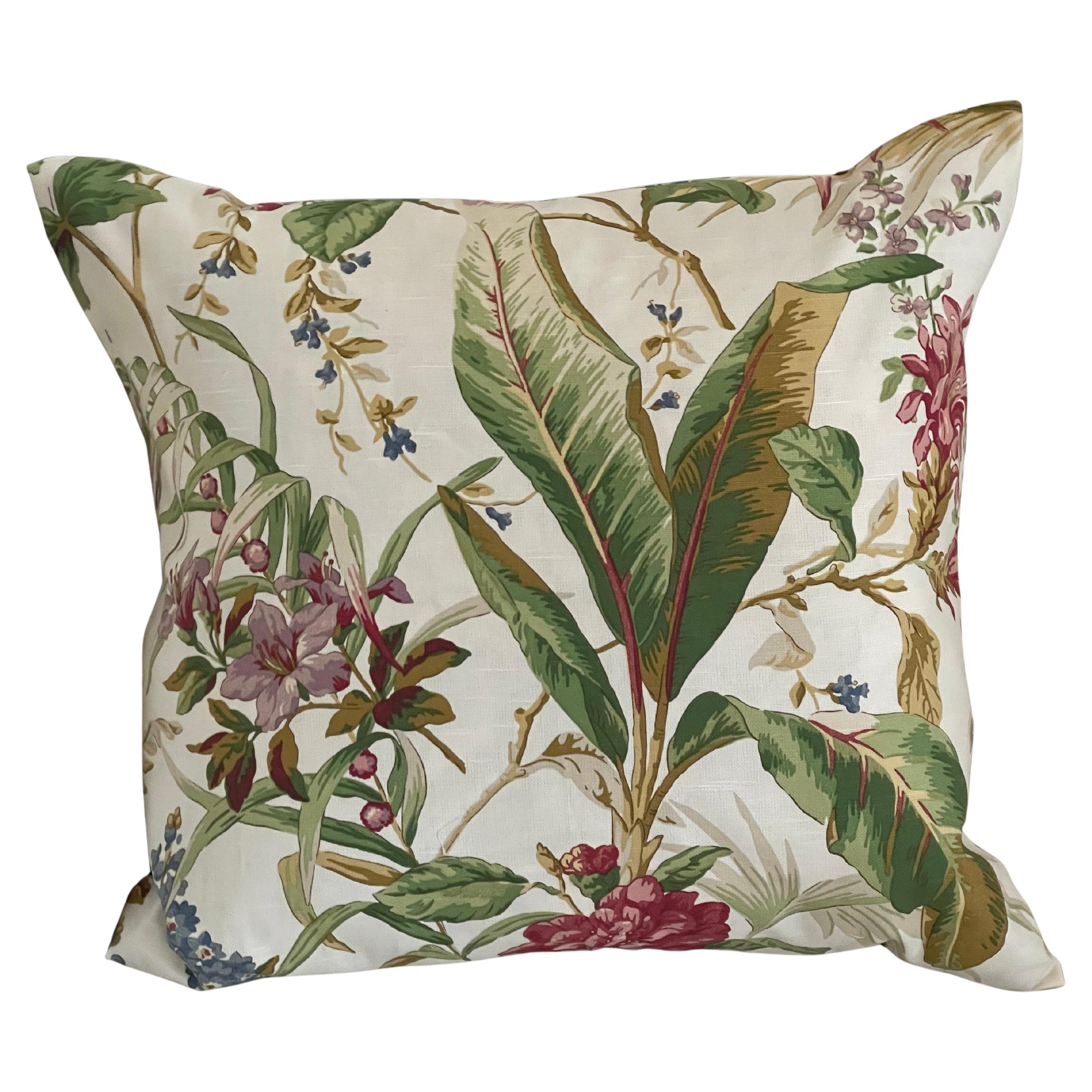 Cuscino in piuma Kauffmann Fabric Tropical Foliage in vendita
