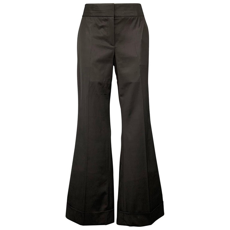 KAUFMAN FRANCO Size 10 Black Wool Wide Leg Dress Pants For Sale at 1stDibs