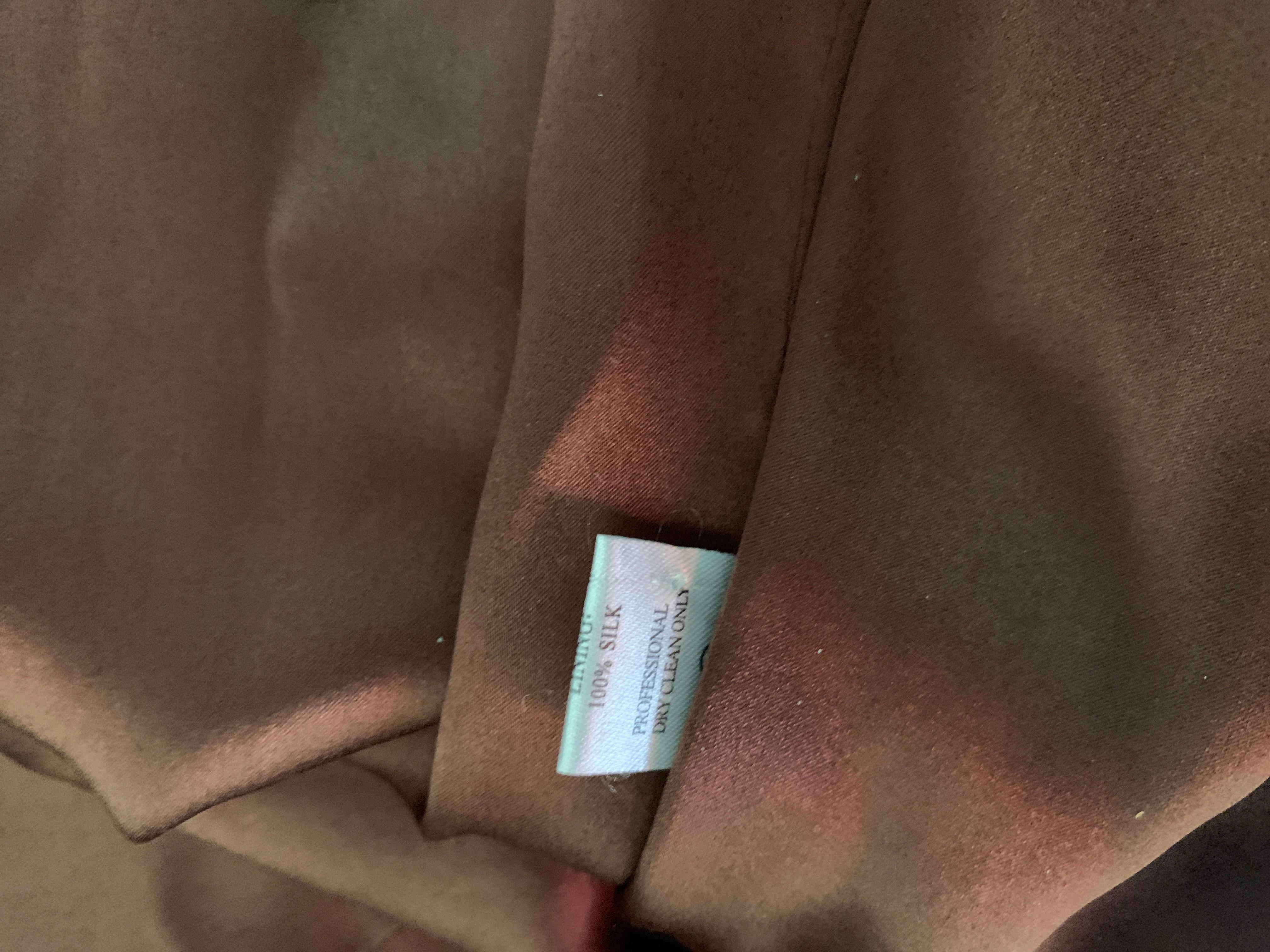 KaufmanFranco Collection Drapiertes Braun/Kupfer Pailletten Asymmetrisches Cocktailkleid im Angebot 14