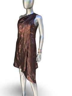 KaufmanFranco Collection Draped Brown/Copper Sequin Asymmetrical Cocktail Dress